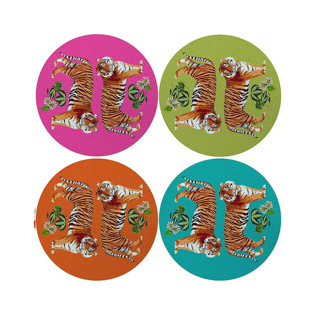 Tiger Seeing Double Coaster Set of Four