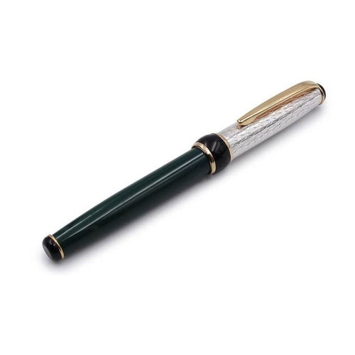 Ballpoint Sterling Silver and Green Lacquered Pen