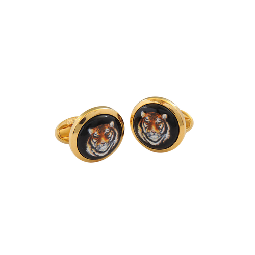 Halcyon Days Tiger Head Cufflinks