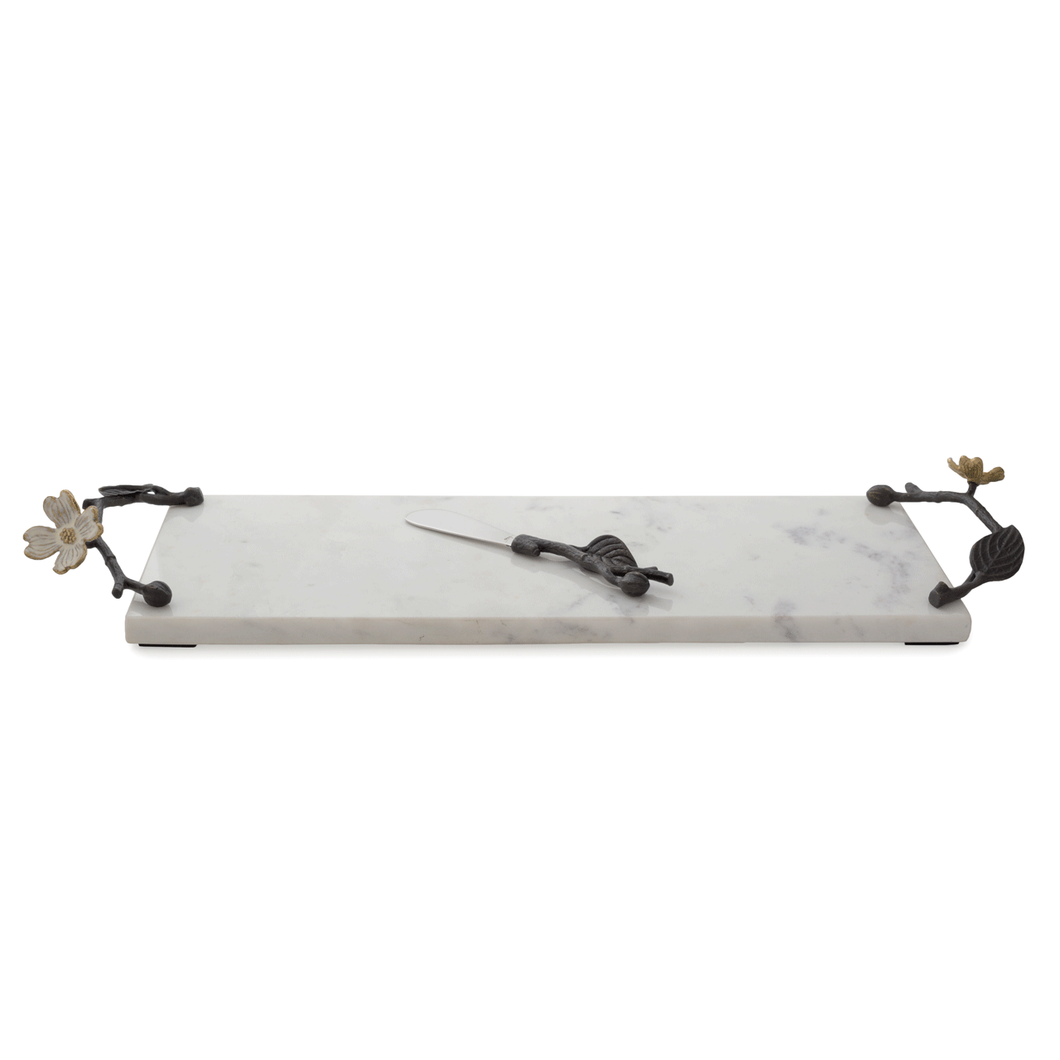 Michael Aram Dogwood Marble Cheese Board and Knife
