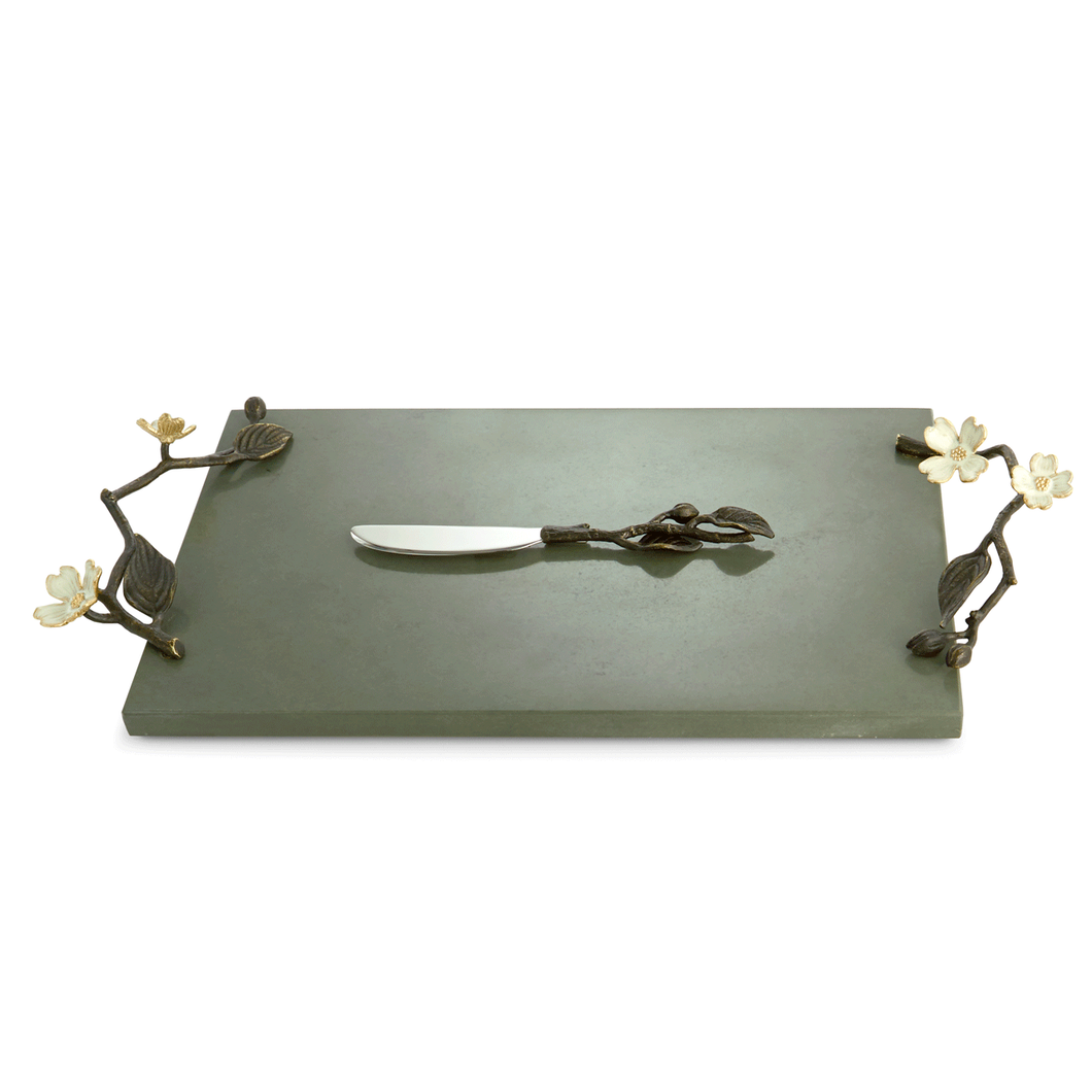 Michael Aram Dogwood Limestone Cheese Board with Knife