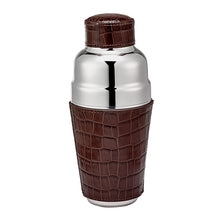 Load image into Gallery viewer, Brown Crocodile Embossed Leather Cocktail Shaker
