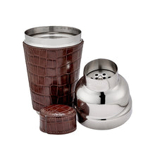 Load image into Gallery viewer, Brown Crocodile Embossed Leather Cocktail Shaker