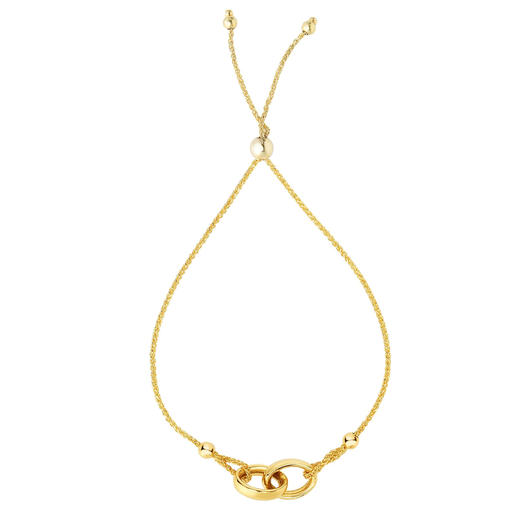 14k Gold Interlocking Bolo Bracelet