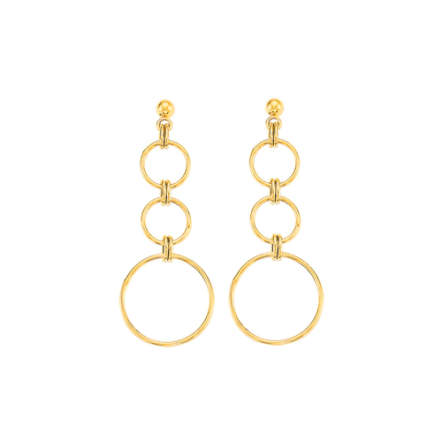 14k Yellow Gold Open Circle Drop Earrings