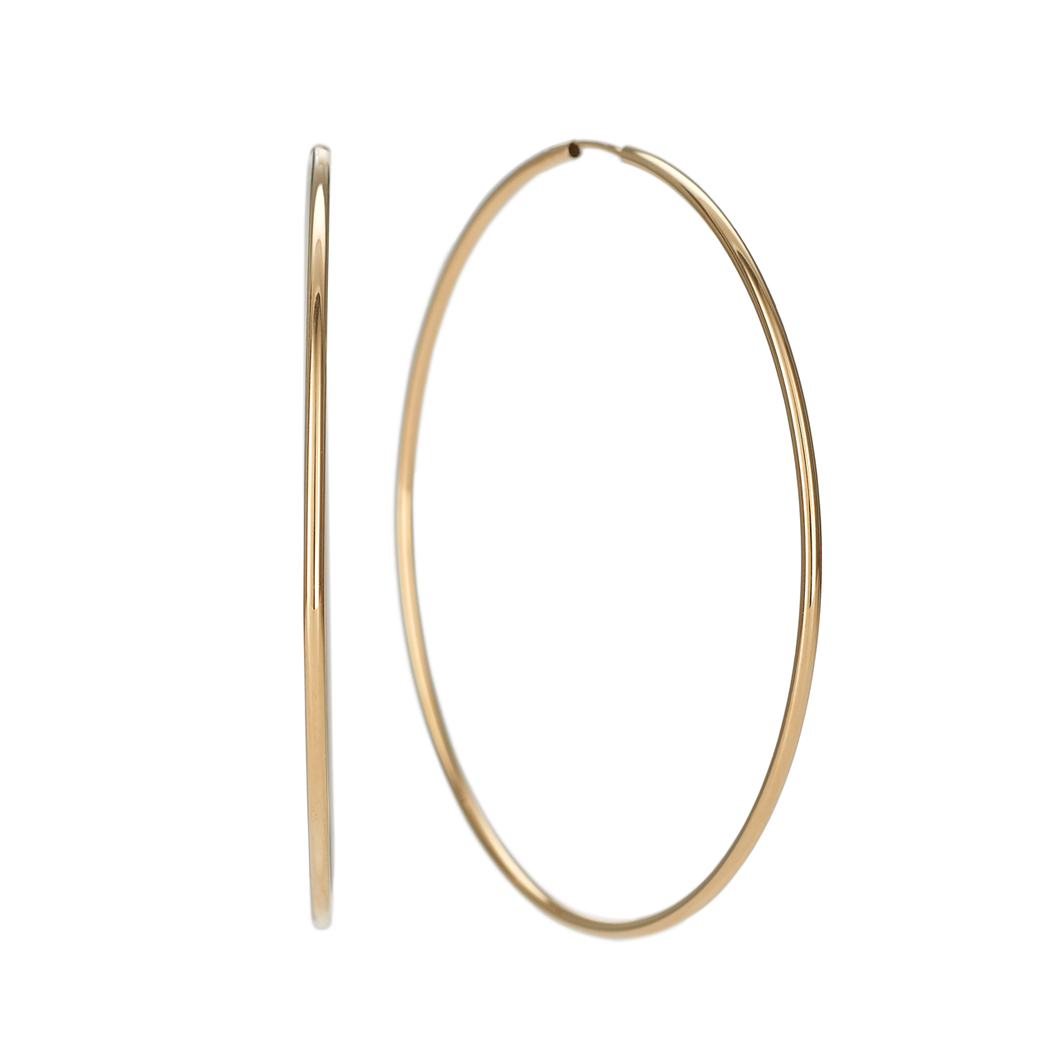 Classic 14k Yellow Gold 60mm Hoops
