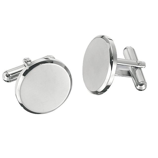 Engravable Stainless Steel Round Cufflinks