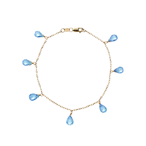 Calypso 14k Gold Blue Topaz Drop Bracelet