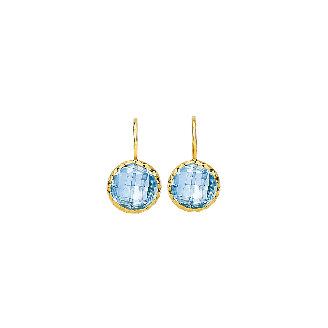 Facets 14k Gold and Blue Topaz Earrings