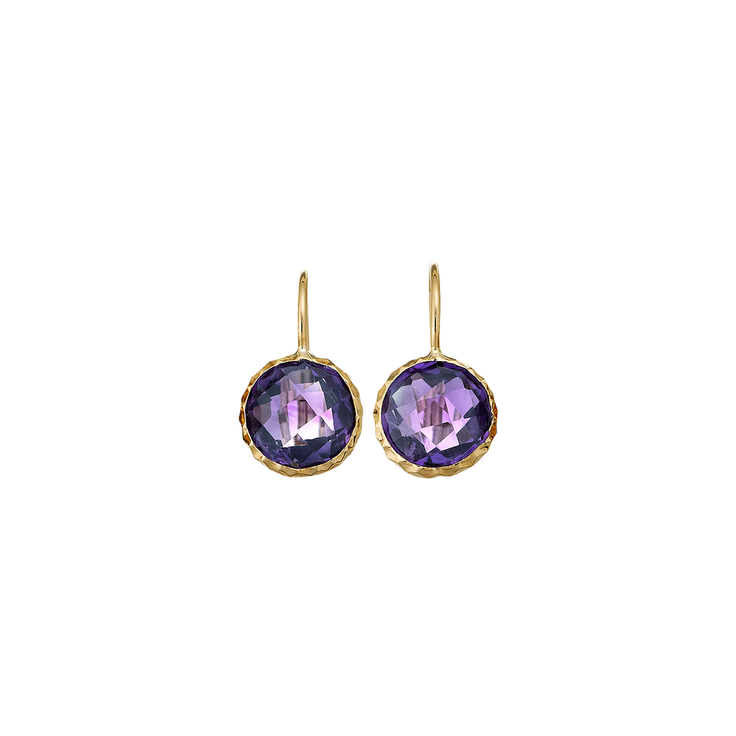 Facets 14k Gold and Amethyst Drop Earrings