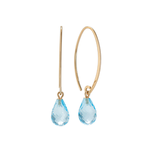 Calypso 14k Gold and Blue Topaz Threader Earrings