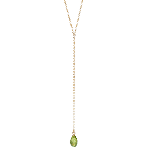 Calypso 14k Gold and Peridot Y Drop Necklace