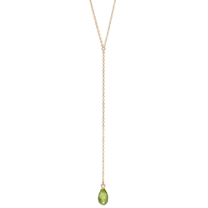 Calypso 14k Gold and Peridot Y Drop Necklace