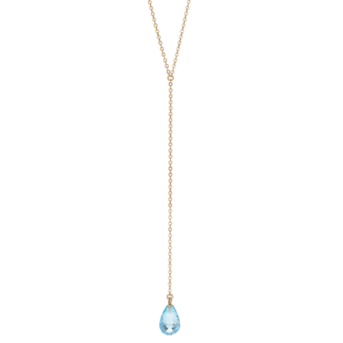 Calypso 14k Gold and Blue Topaz Y Drop Necklace