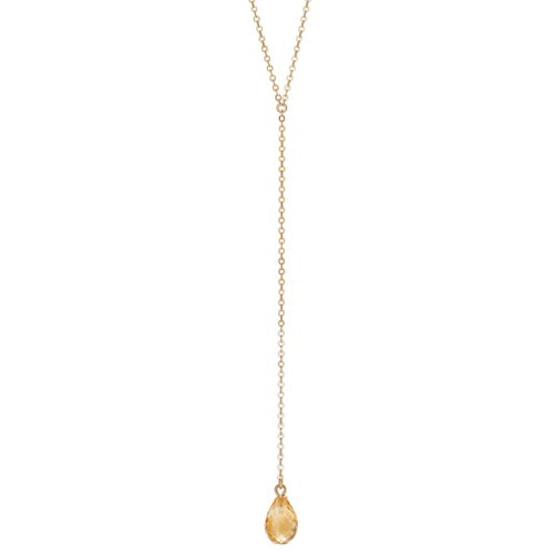 Calypso 14k Gold and Citrine Y Drop Necklace