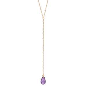 Calypso 14k Gold and Amethyst Y Drop Necklace