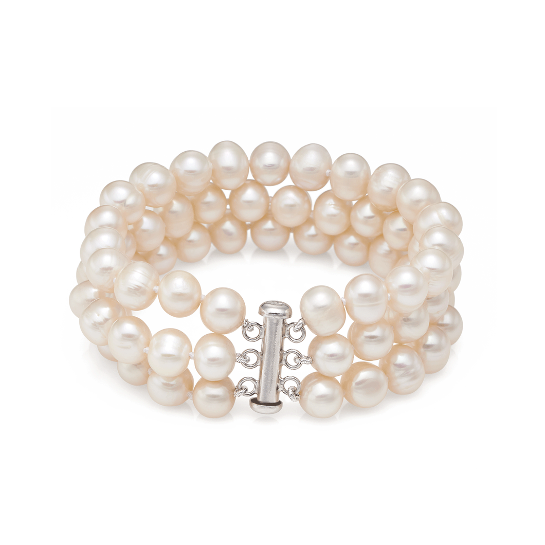 Triple Row Freshwater Pearl Bracelet