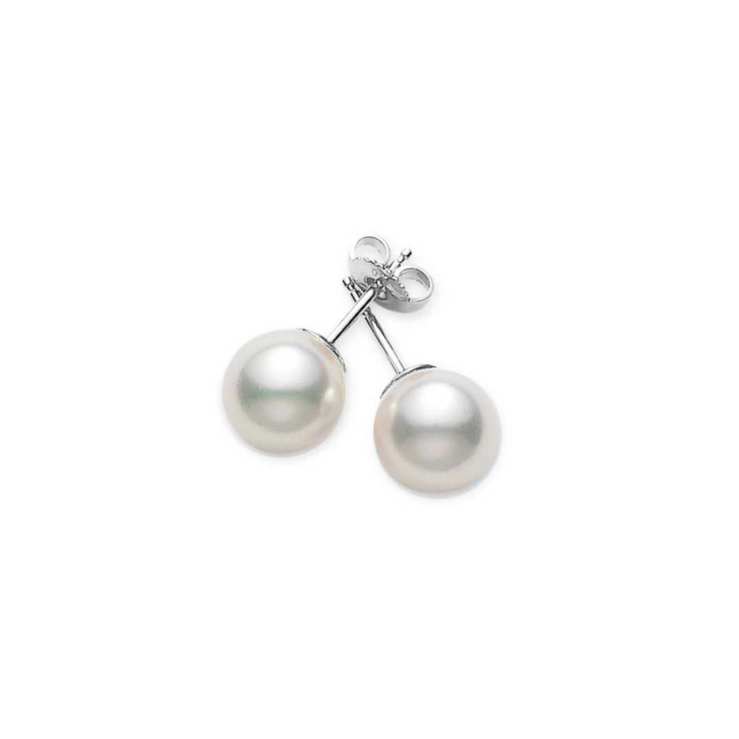 Mikimoto 18k White Gold and 6-6.5mm Pearl Stud Earrings