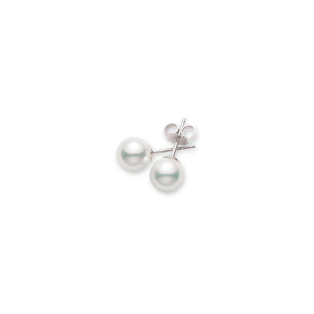 Mikimoto 18k Gold and 7-7.5mm Pearl Studs