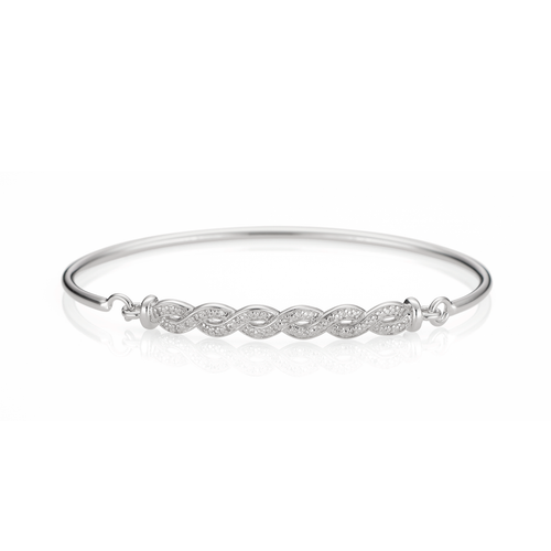 Sterling Silver and Diamond Infinity Bangle