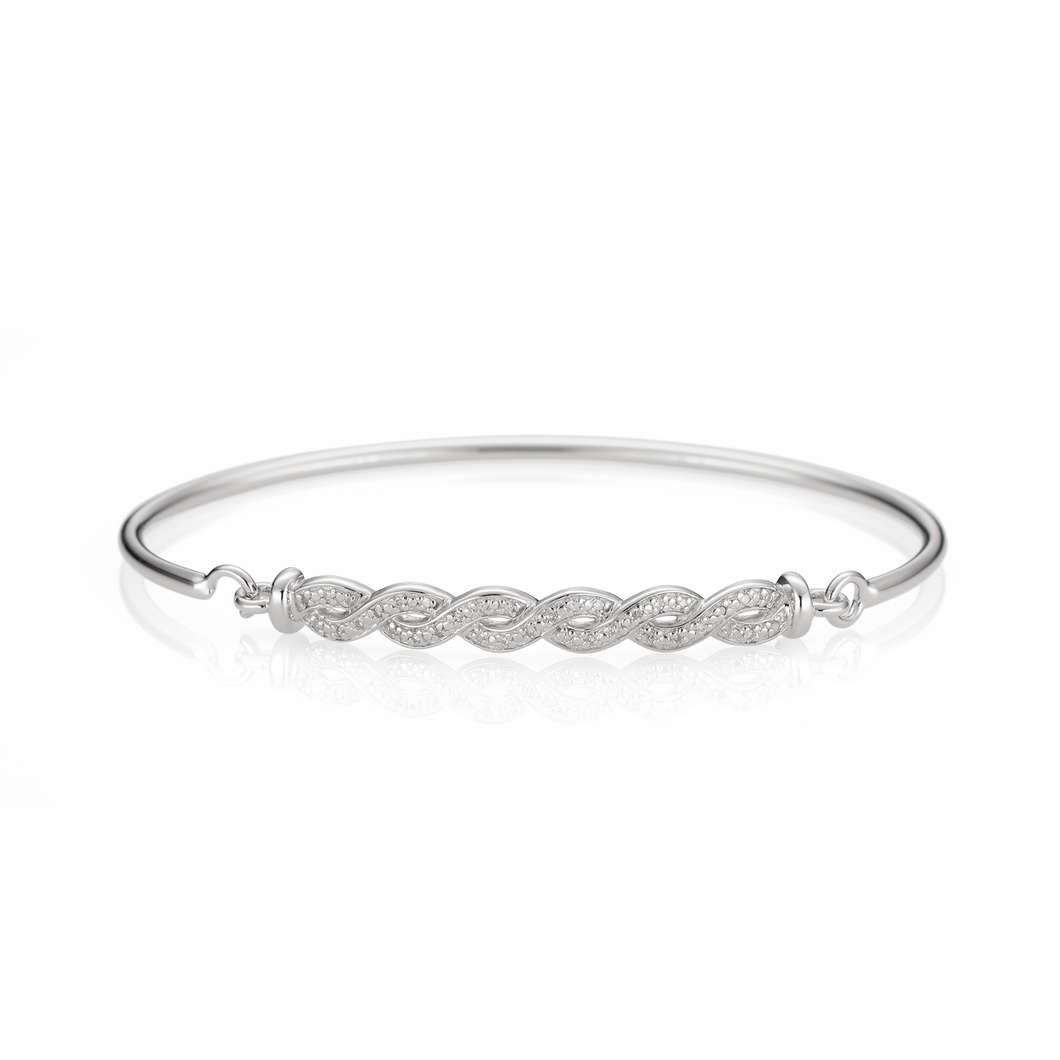 Sterling Silver and Diamond Infinity Bangle