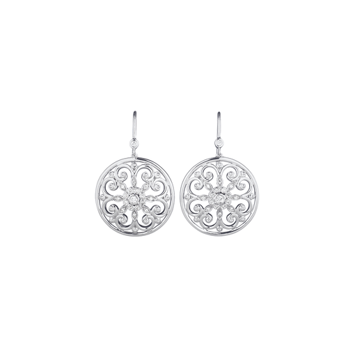 Arabesque Sterling Silver and Gold Diamond Earrings