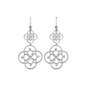 Arabesque Sterling Silver and Gold Diamond Drop Earrings