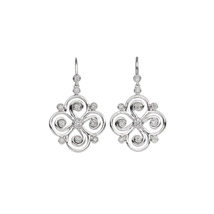 Arabesque Sterling Silver and Diamond Swirl Earrings
