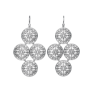 Arabesque Sterling Silver and Diamond Large Drop Earrings