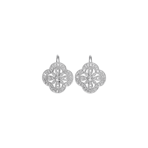 Artisan Diamond and Sterling Silver Flower Earrings