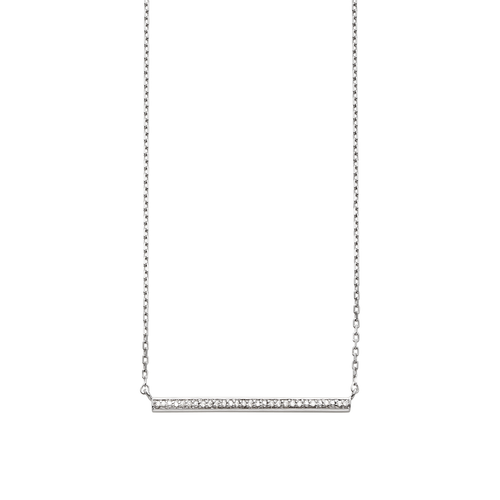 Artisan Sterling Silver and Diamond Bar Necklace