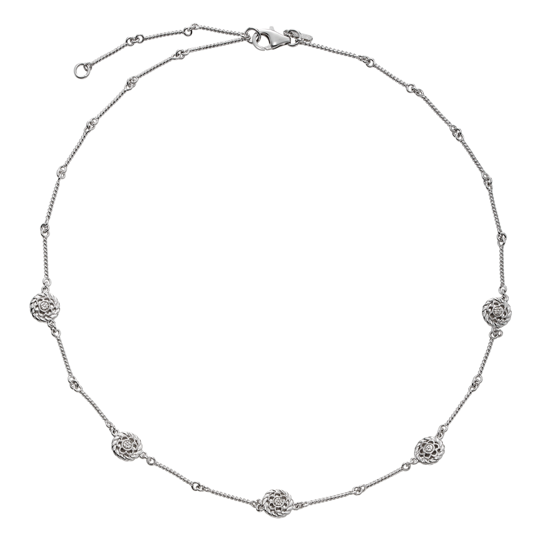 Artisan Sterling Silver and Diamond Twist Link Necklace