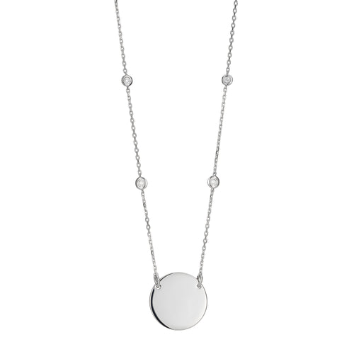 Artisan Sterling Silver Disc and Diamonds By the Yard Necklace