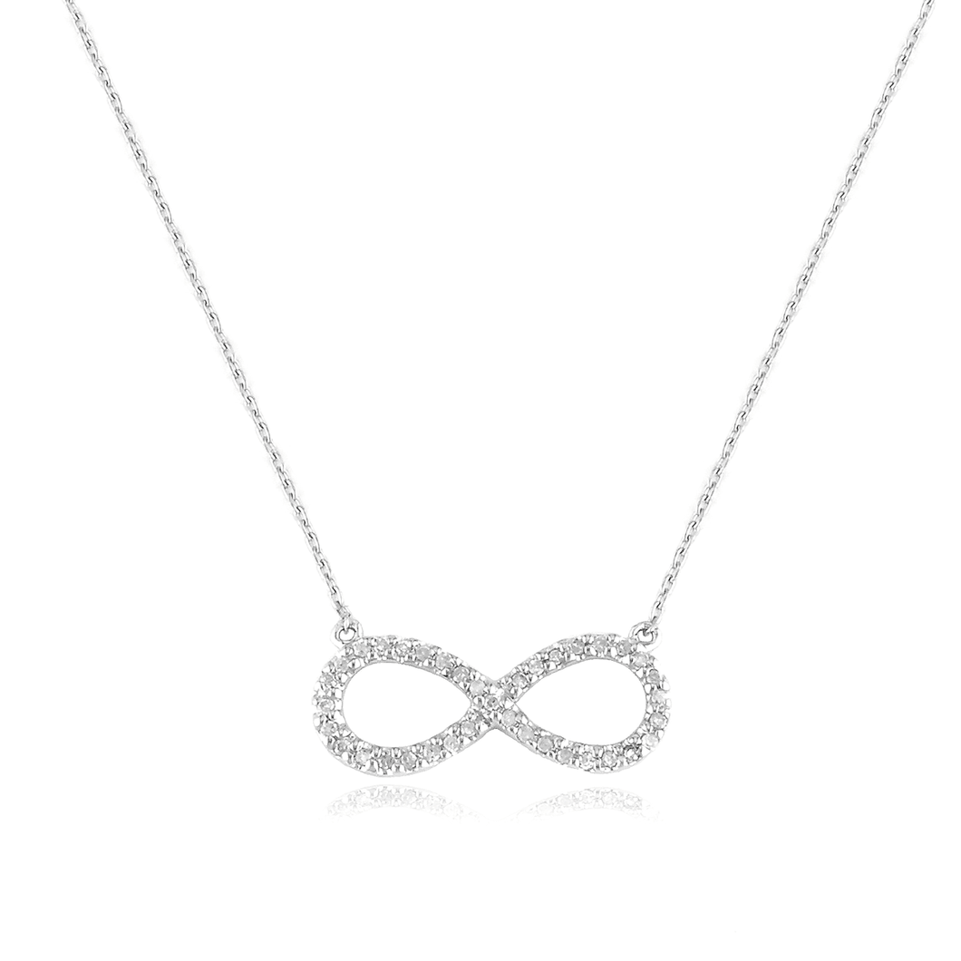 Sterling Silver and Diamond Infinity Necklace