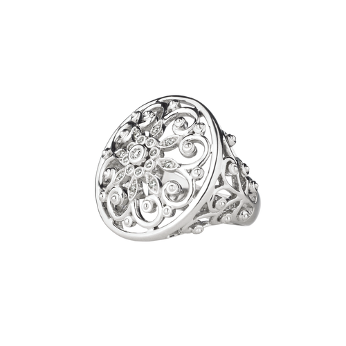 Arabesque Sterling Silver and Diamond Ring