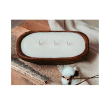 Load image into Gallery viewer, 3 Wick Natural Wood Dough Bowl Soy Candle