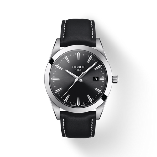 Tissot Gentleman with Black Dial and Black Leather Strap