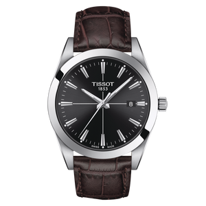 Tissot Gentleman with Black Dial and Brown Leather Strap