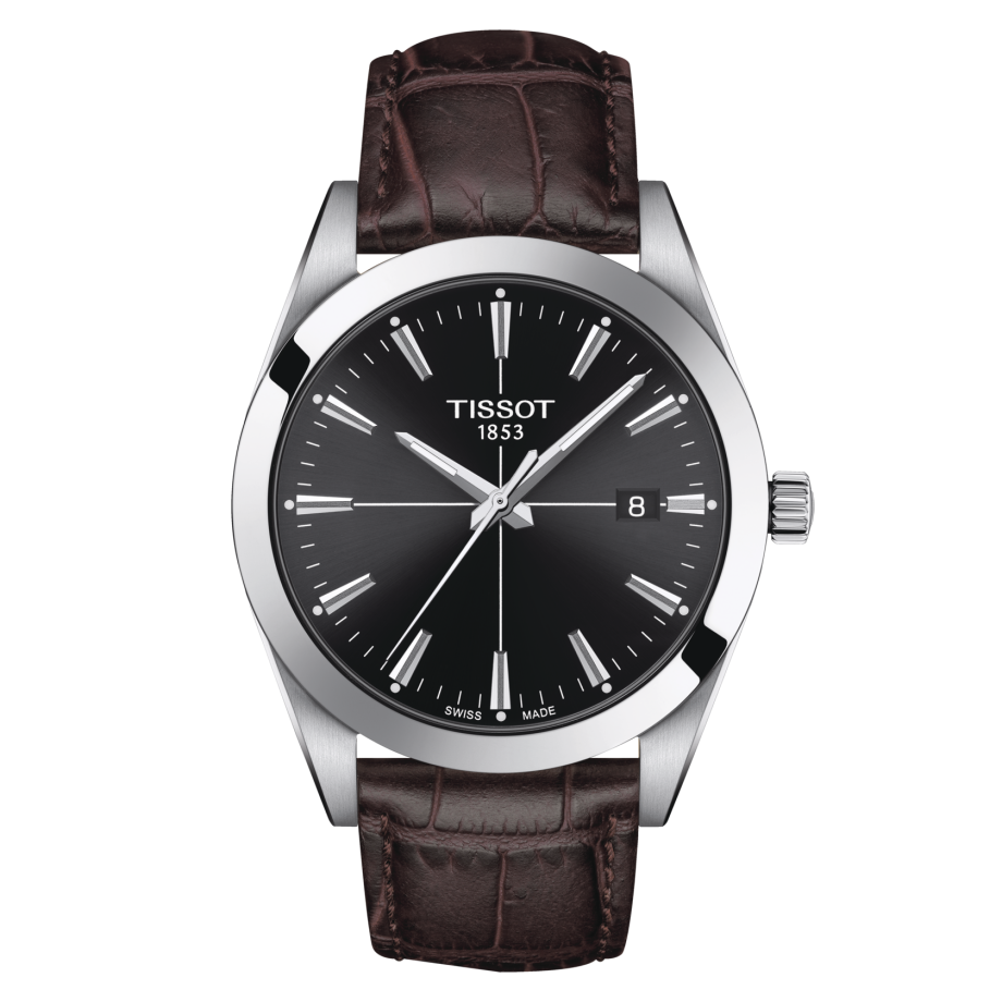 Tissot Gentleman with Black Dial and Brown Leather Strap