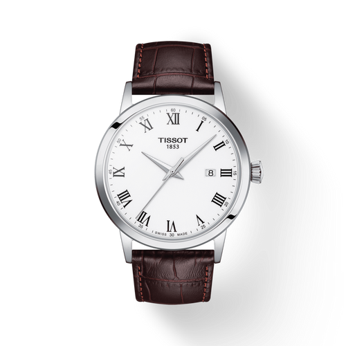 Tissot Classic Dream with White Dial and Brown Leather Strap