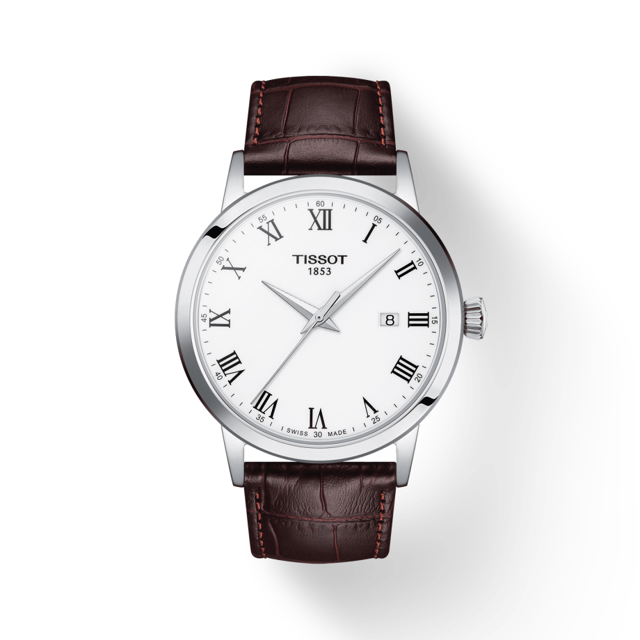 Tissot Classic Dream with White Dial and Brown Leather Strap