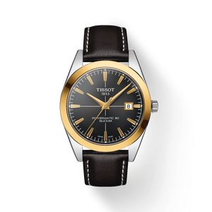 Tissot Gentleman Powermatic 80 Silicium Solid 18K Gold Bezel with Leather Strap