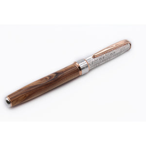 Fountain/ Rollerball Silver & Olive Wood Pen